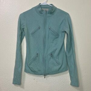 MARIA DI RIPABIANCA Green 100% Cashmere Full Zip Sweater Made in Italy